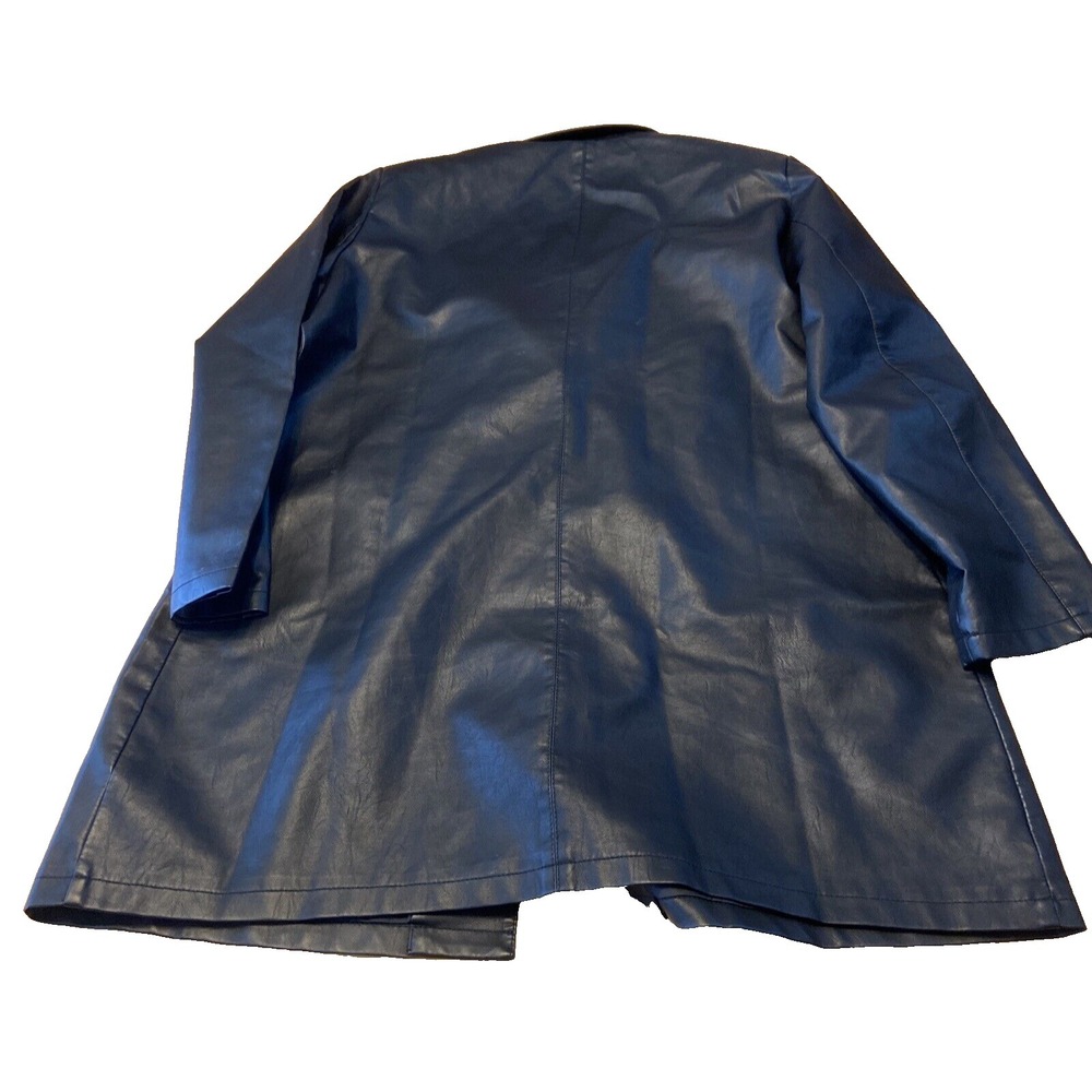 Tanming Womens Faux Leather Jacket 2XL Black Trench Coat B&T - Picture 2 of 13